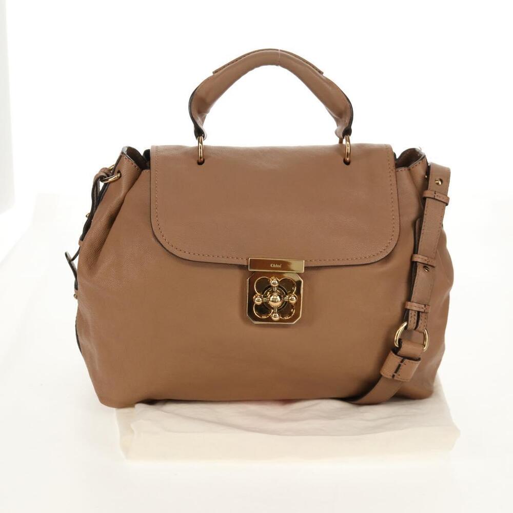 Chloe Elsie Hand Bag Leather 2way Beige Gold Auth BA8869 - Picture 12 of 16